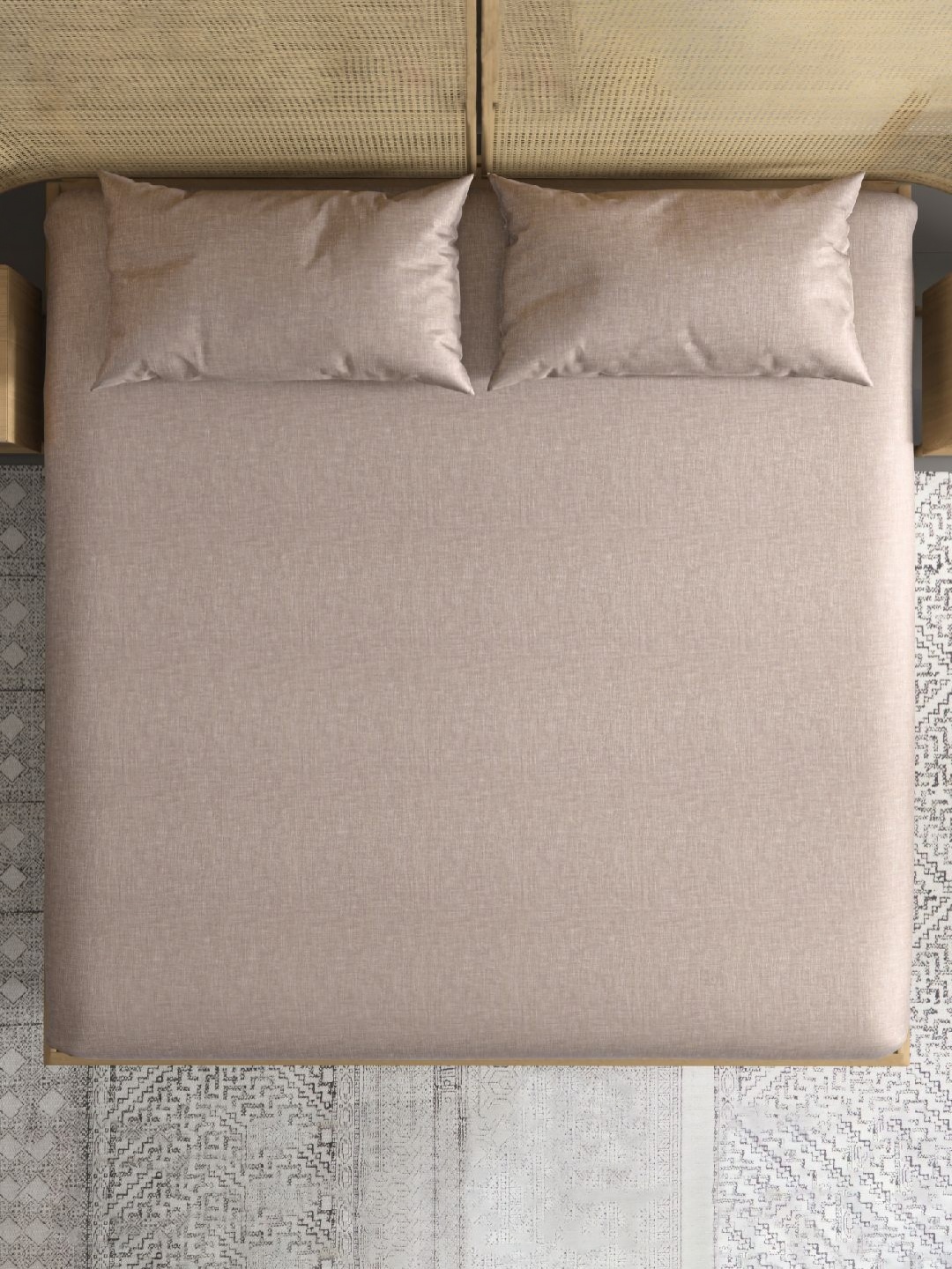 

VINTANA Beige Cotton 250 TC King Bedsheet Set - 2.74 m x 2.74 m
