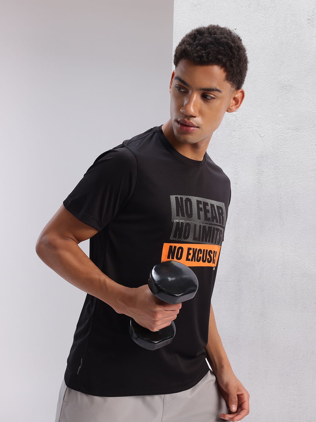 

HRX by Hrithik Roshan Printed Rapid-Dry Training T-shirt, Black