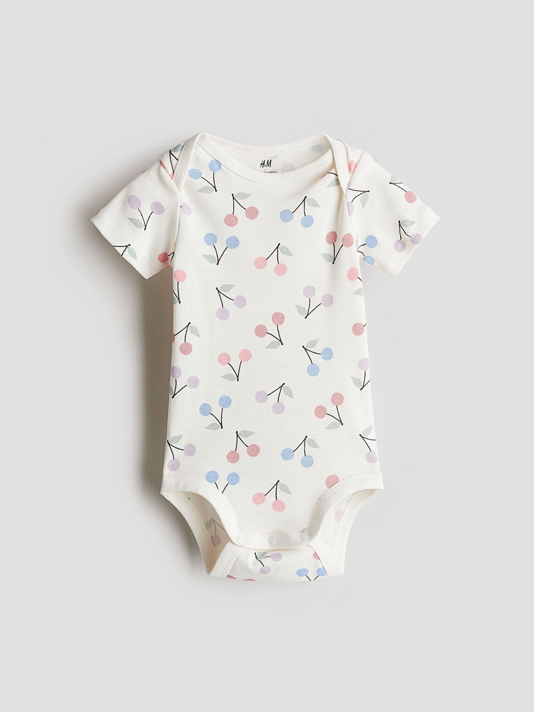 

H&M Printed Envelope-Neck Bodysuit, White
