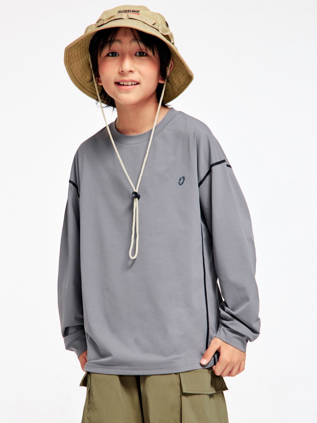 

LULU & SKY Boys Solid Round Neck Oversized T-shirt, Grey