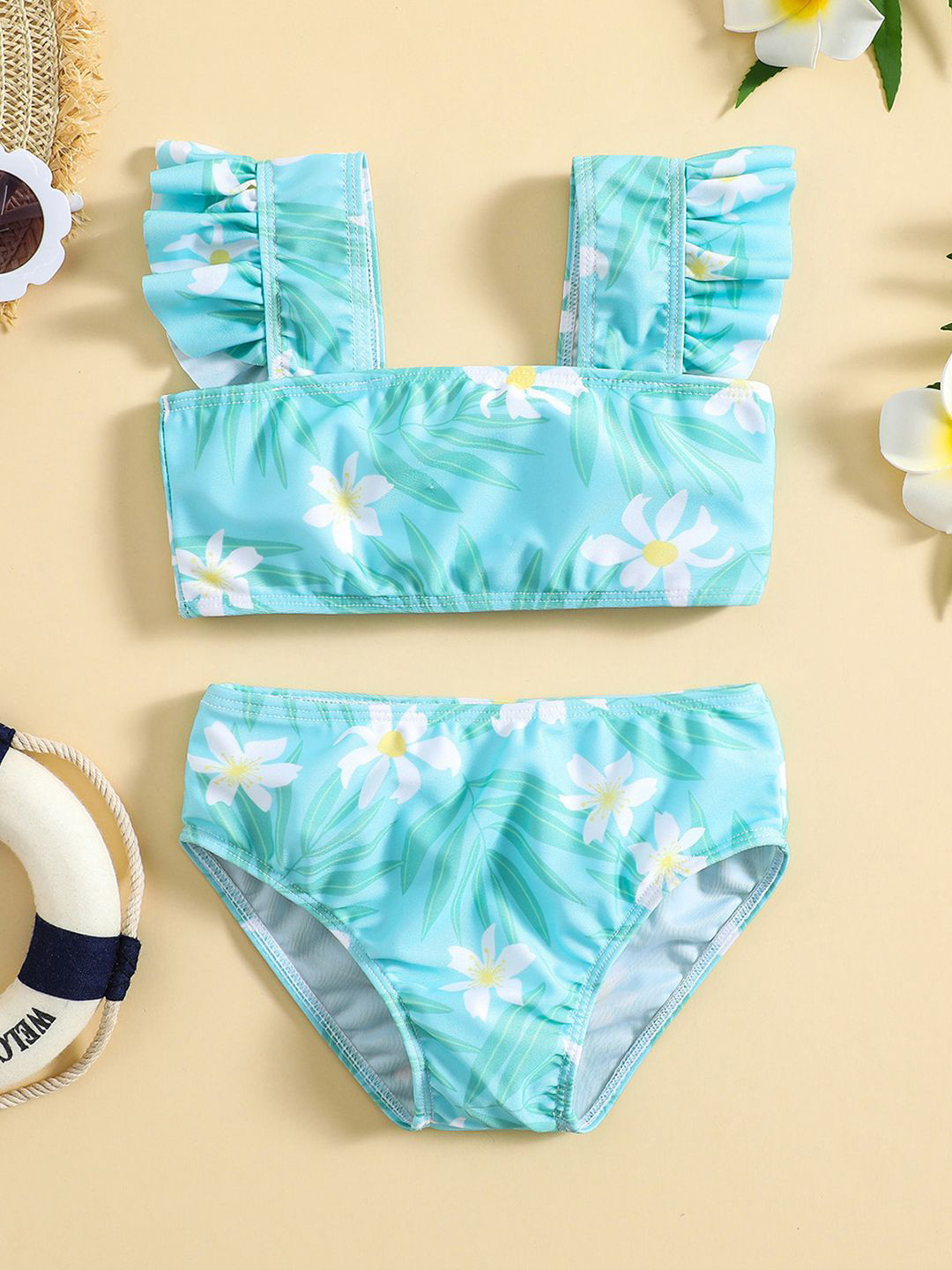 

YK Infant Girls Printed Top & Briefs Swim Set, Blue