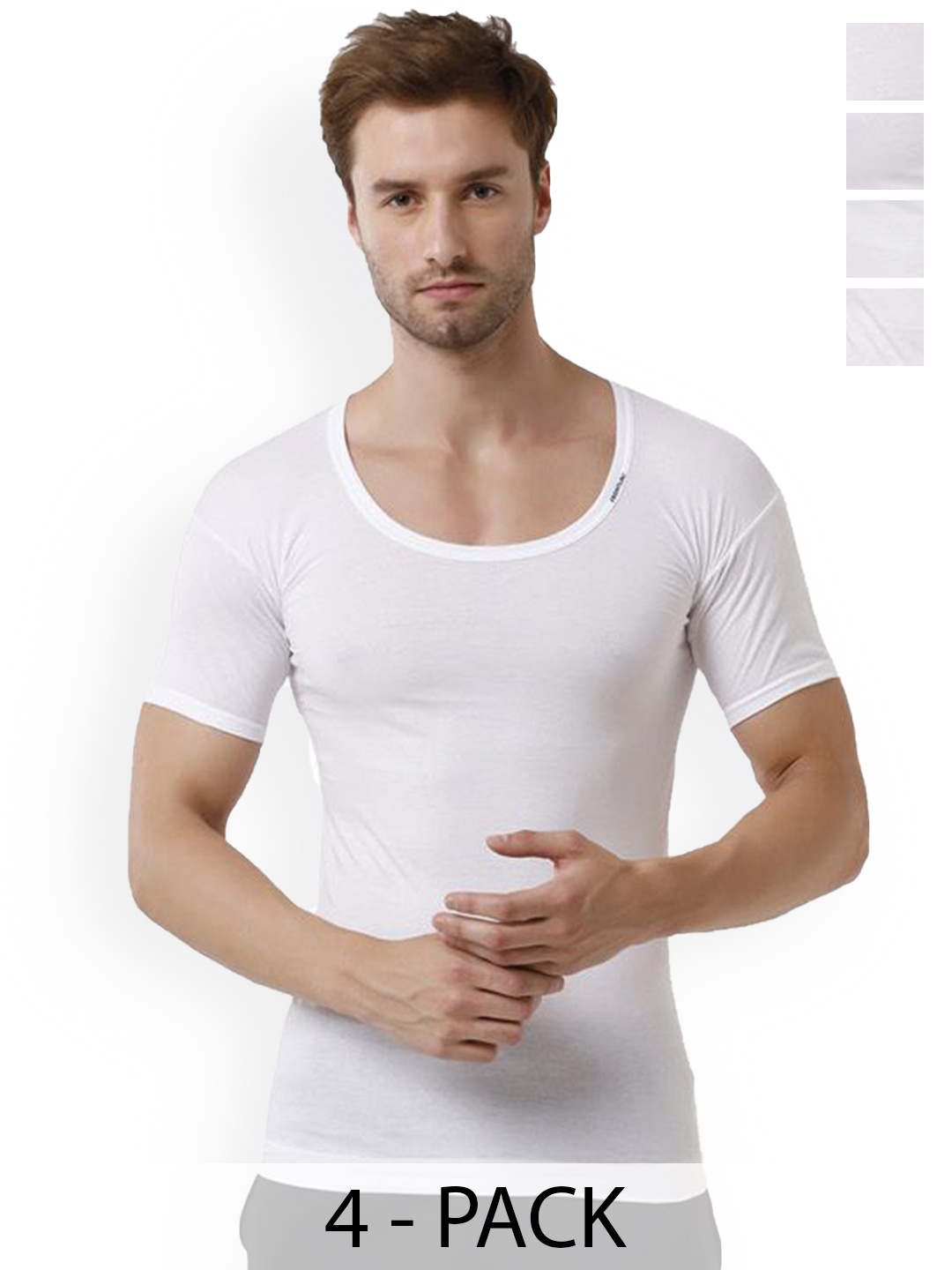 

Rupa Pack Of 4 Cotton Undershirt Vests Frontline-White-Vest-RNS-4-100