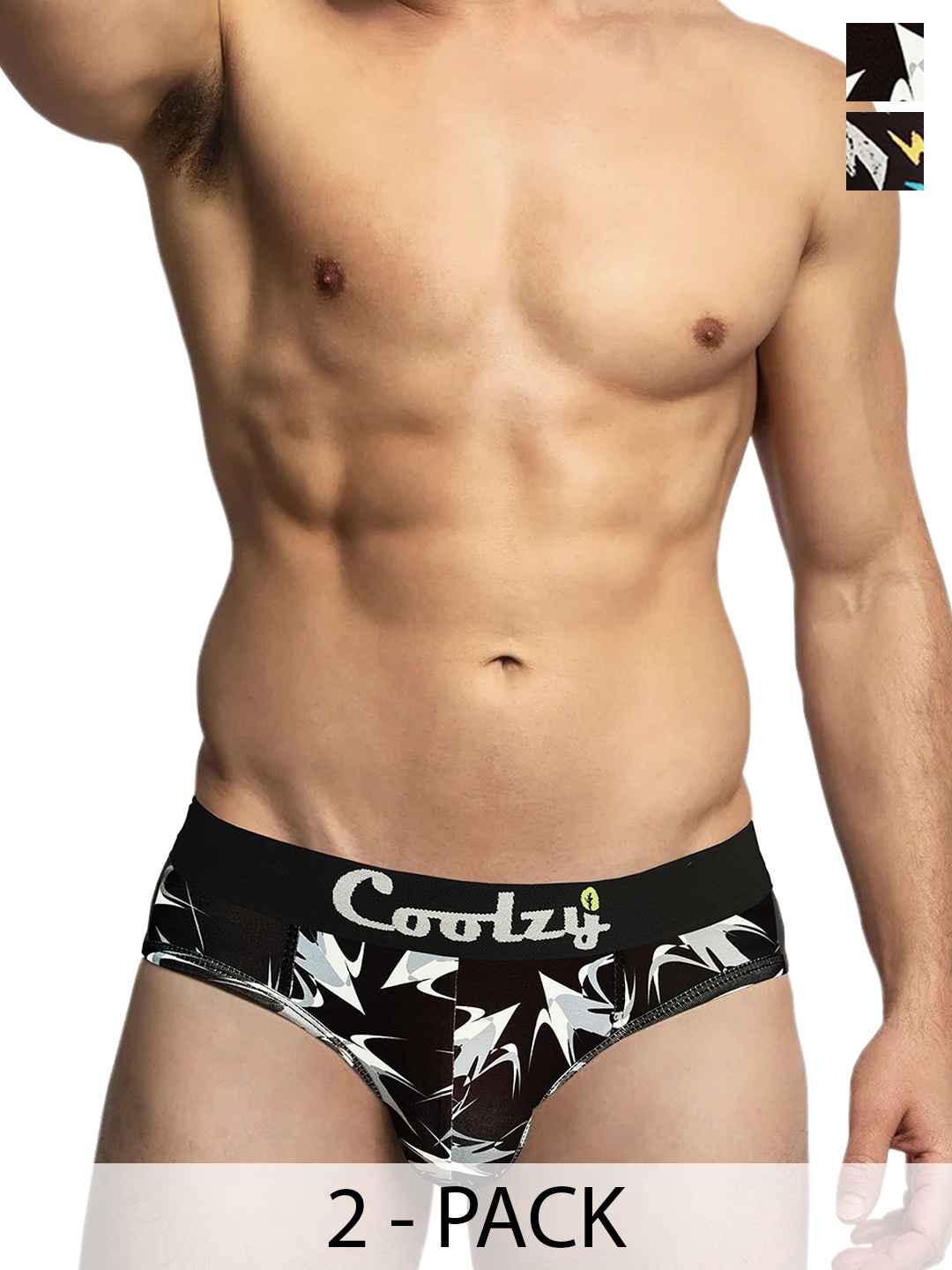 

Coolzy Men Pack Of 2 Printed Mid-Rise Trunk RUCPBF2K046-S, Black