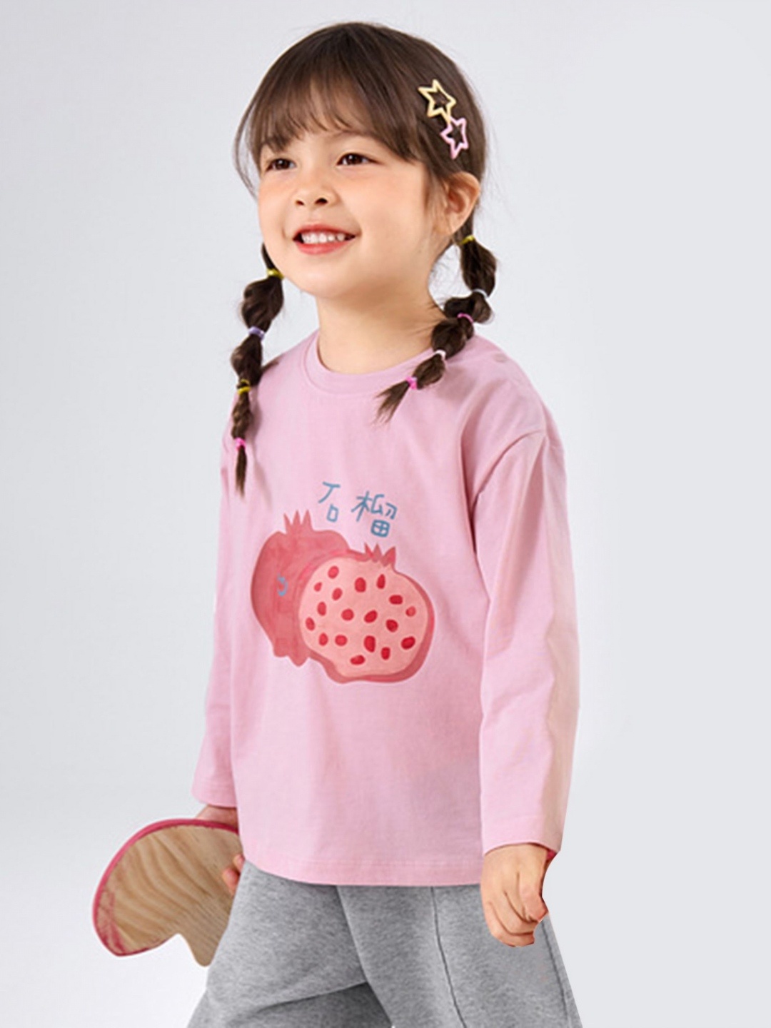 

LULU & SKY Girls Graphic Printed Round Neck Cotton Oversized T-shirt, Pink