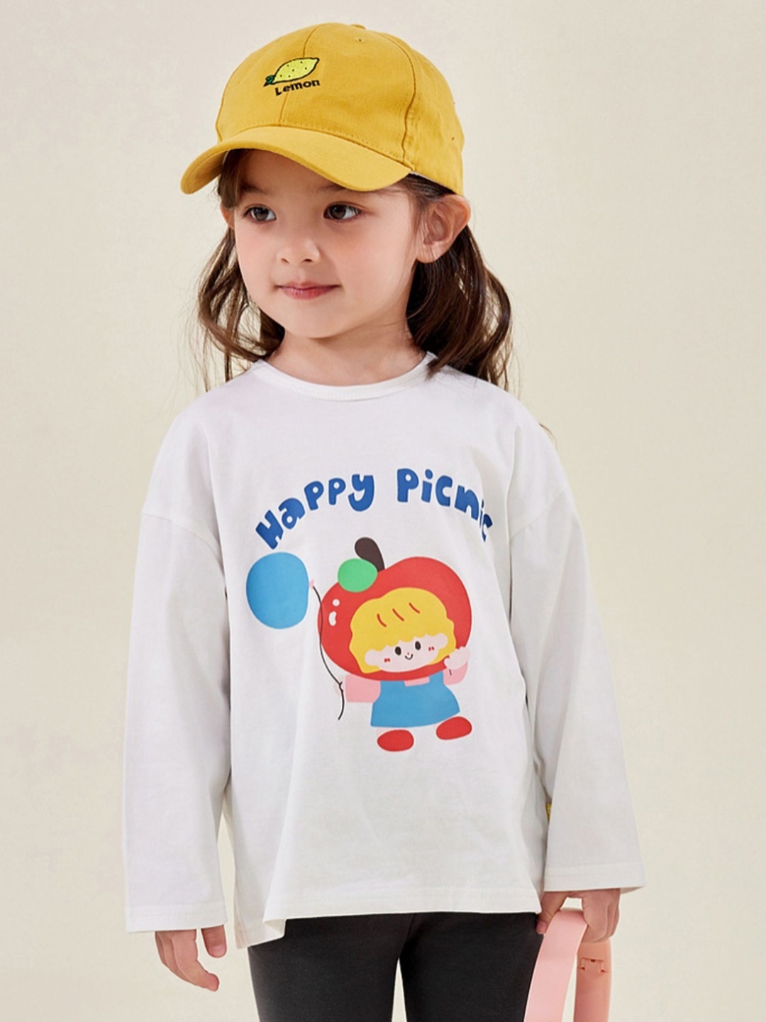 

LULU & SKY Girls Graphic Printed Round Neck Cotton Oversized T-shirt, White
