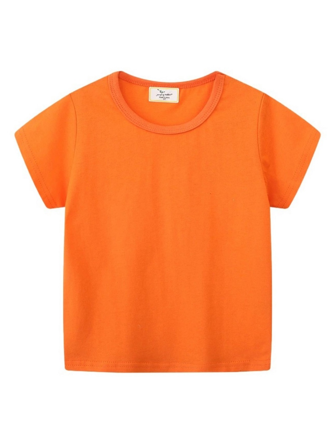 

LULU & SKY Girls Solid Round Neck Cotton T-shirt, Orange