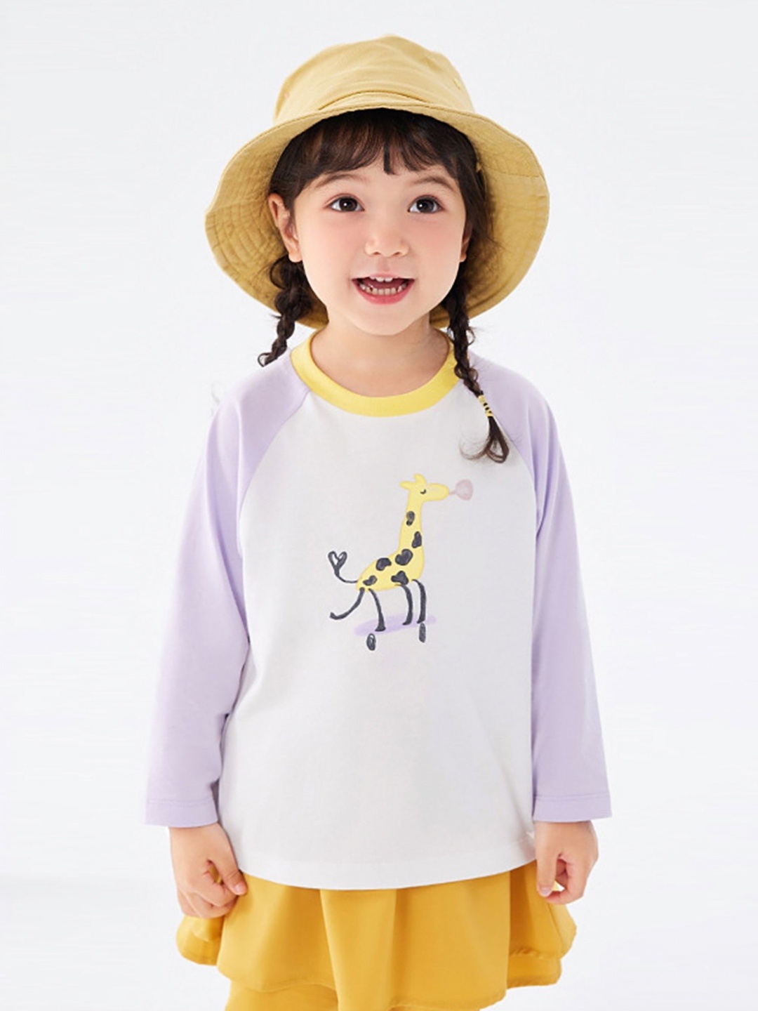 

LULU & SKY Girls Graphic Printed Round Neck Cotton Oversized T-shirt, White