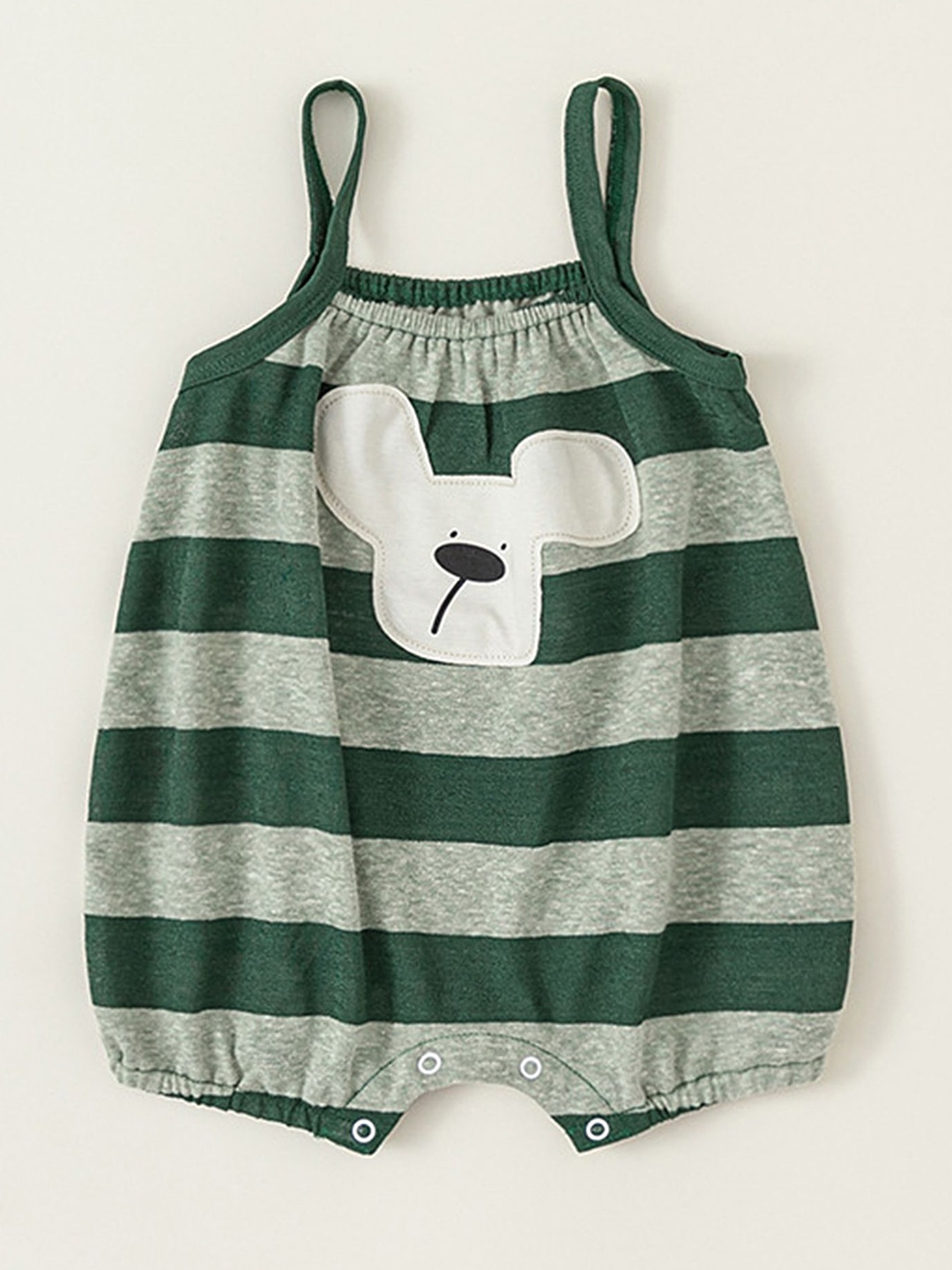 

LULU & SKY Girls Striped Shoulder Straps Sleeveless Basic Jumpsuit, Green