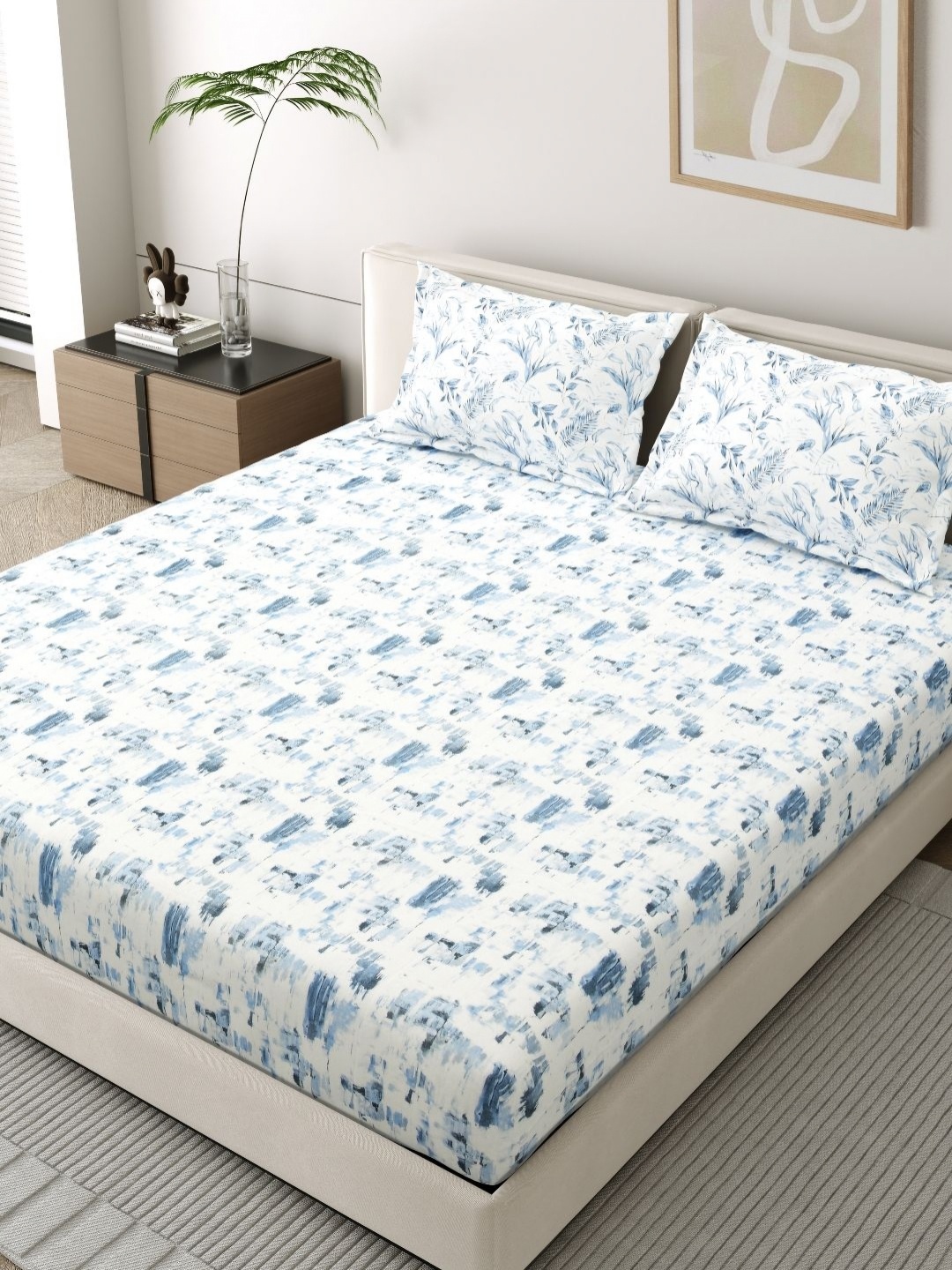 

EverHOME Oasis White Printed Pure Cotton 210 TC King Bedsheet Set 274 cm x 274 cm