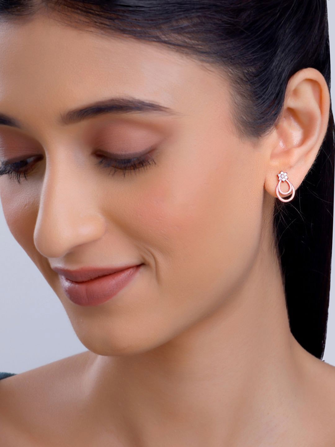 

GIVA 925 Silver Rose Gold-Plated Circular Shaped Zircon Studs