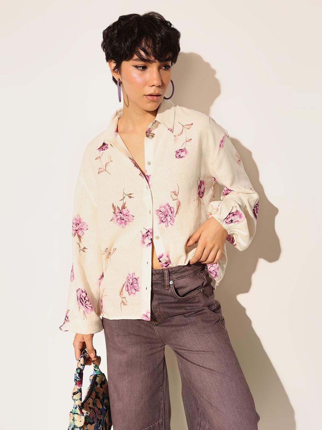 

ONLY Women Floral Opaque Printed Casual Shirt, White