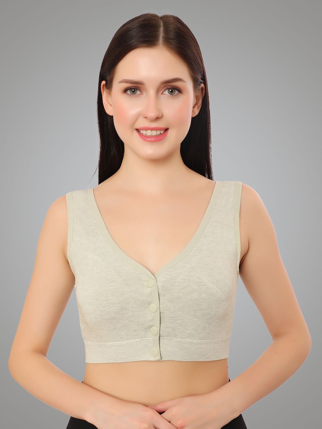 

Bella Voste Women Full Coverage Lightly Padded Front Closure Seamless Maternity Bra, Grey