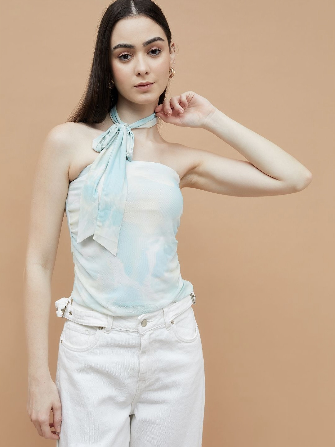 

Ginger by Lifestyle Women Abstract Printed Top, Blue