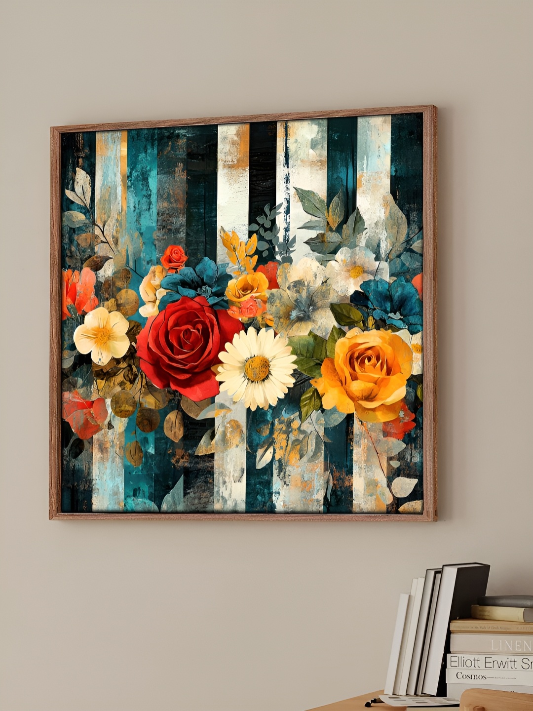 

Art Street Red & Blue 1 Piece Floral and Botanical Canvas Wall Art