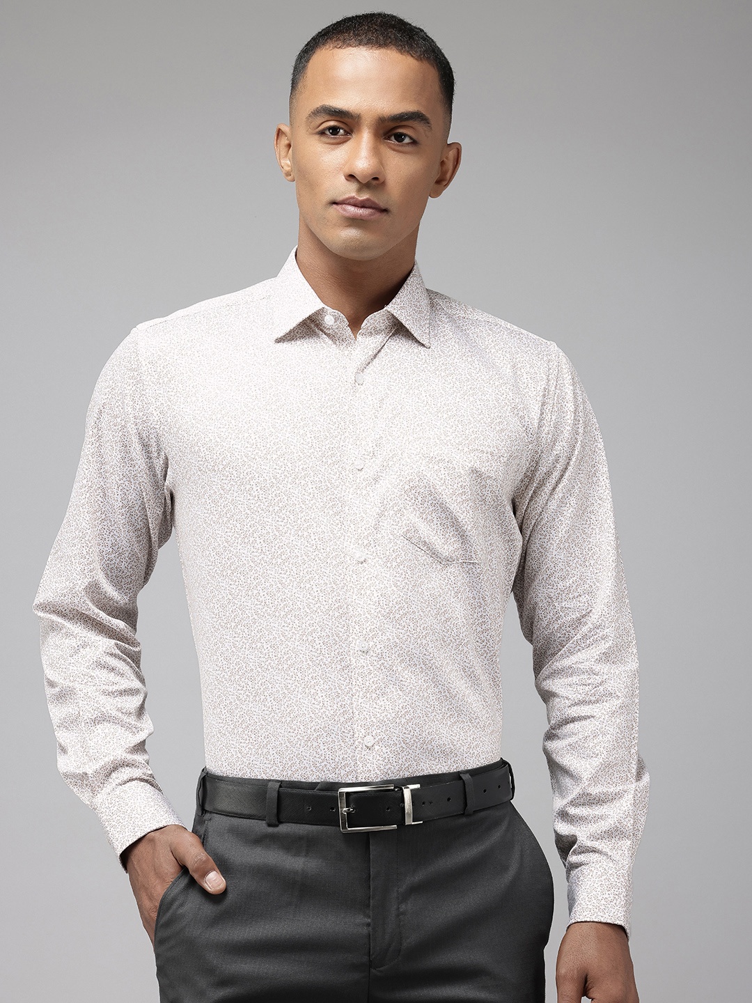 

Van Heusen Opaque Micro Ditsy Printed Pure Cotton Formal Shirt, White