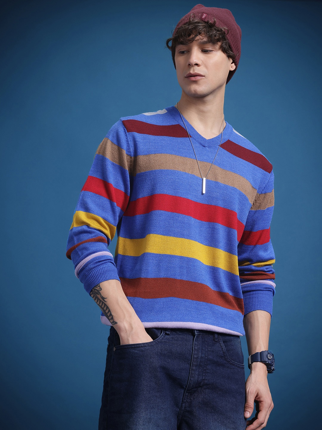 

The Roadster Lifestyle Co. Striped Pullover, Blue