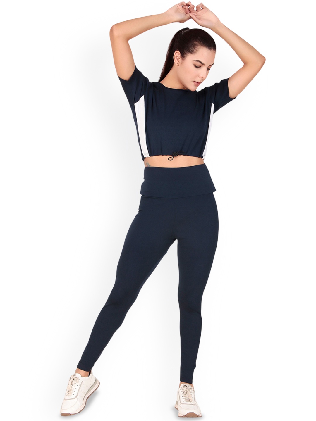 

BENZOS Women Colour-Blocked High-Rise Tracksuits, Blue