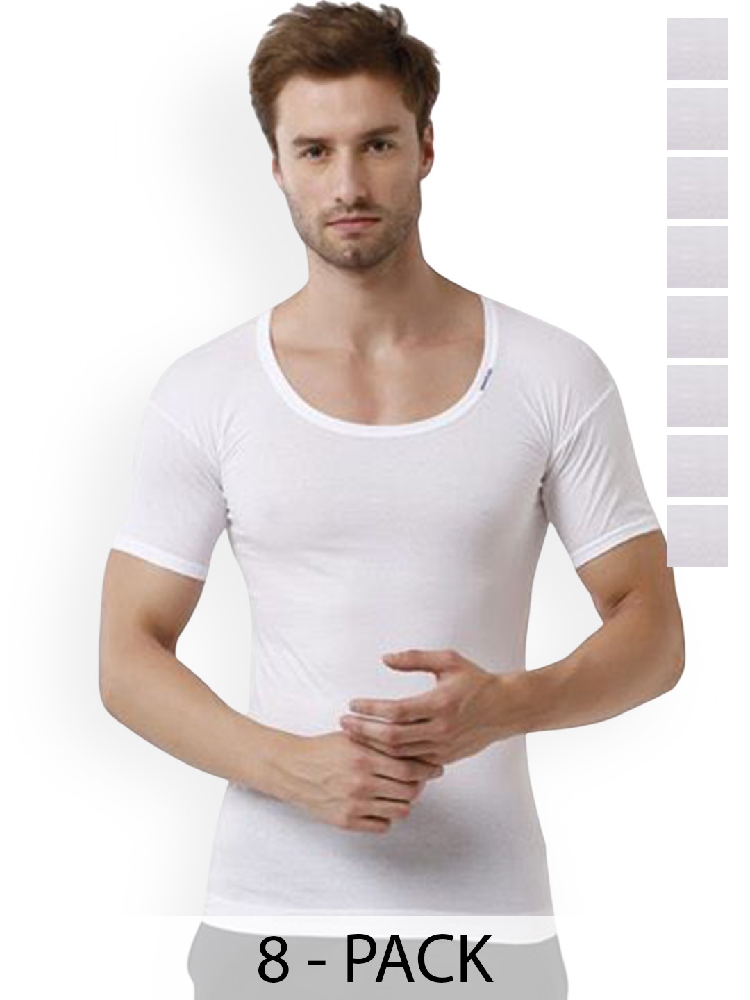 

Rupa Pack Of 8 Cotton Undershirt Vests Frontline-White-Vest-RNS-8-85
