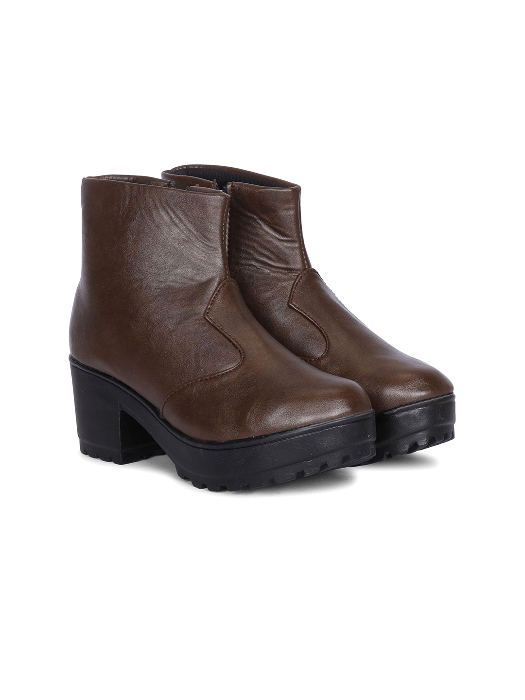 

Commander Shoes Women Round Toe Zipper Boots, Brown