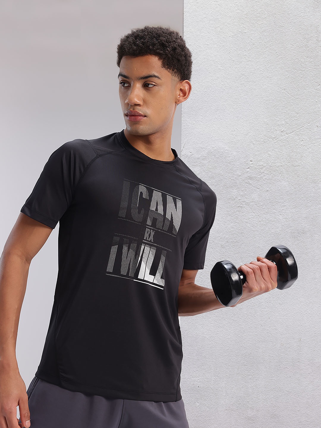 

HRX by Hrithik Roshan Typography Print Rapid-Dry Training T-shirt, Black
