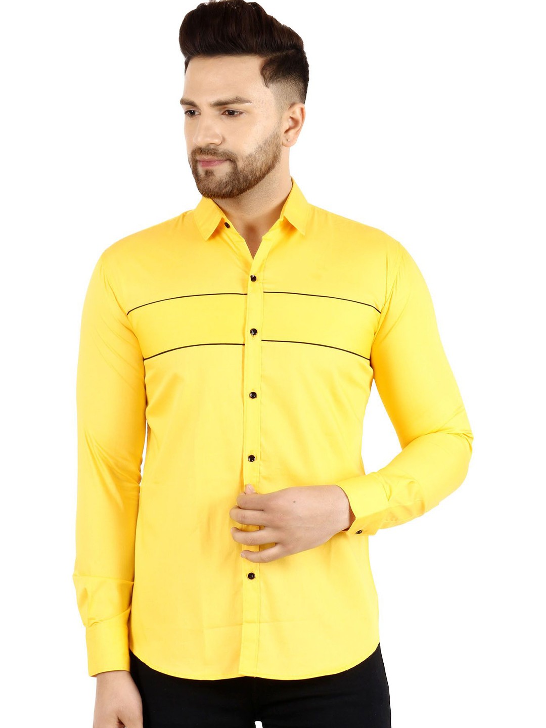 

Metronaut Men Semi Sheer Casual Shirt, Yellow