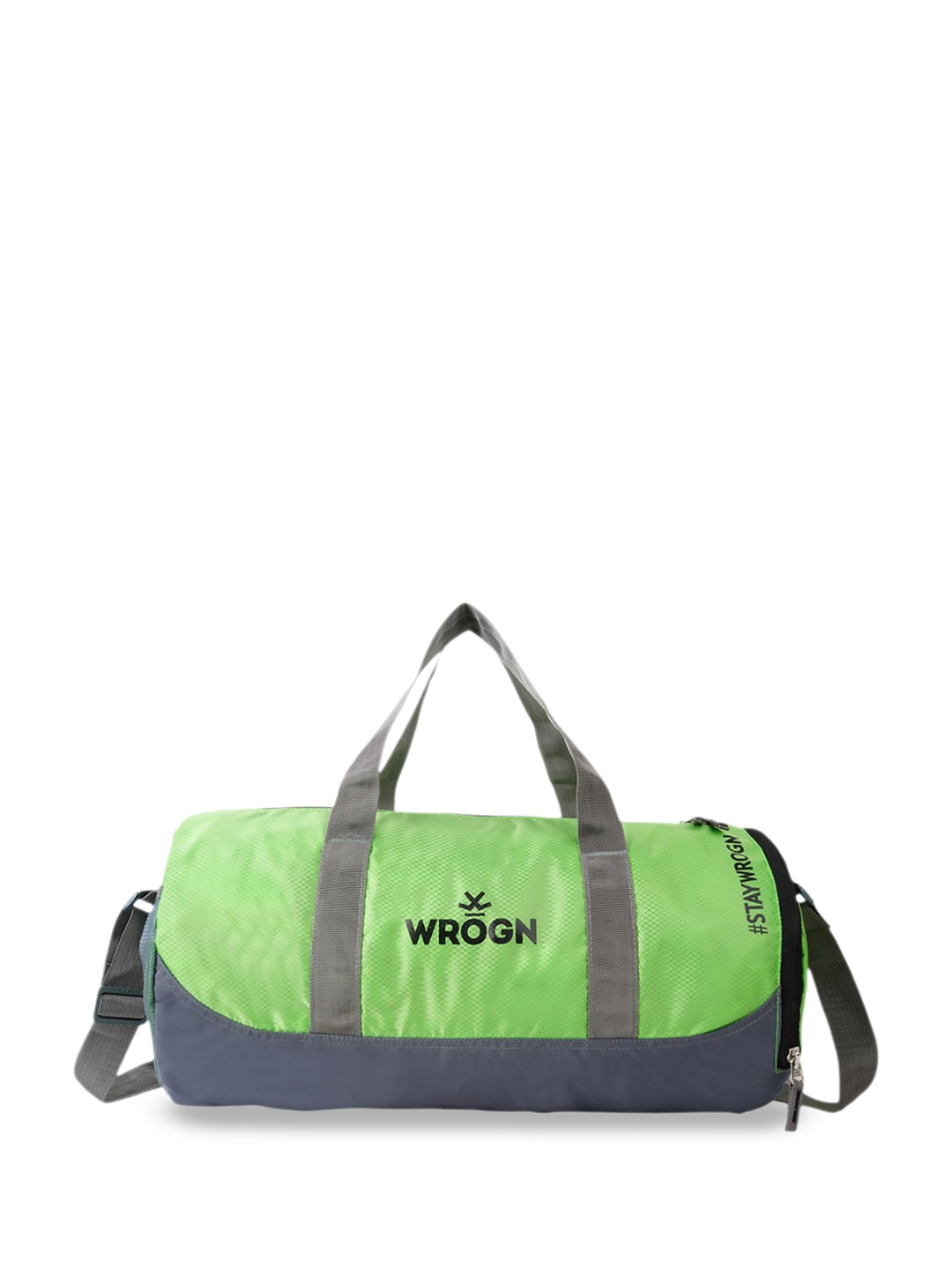 

WROGN Typography Printed Medium Sports Duffel Bag, Lime green