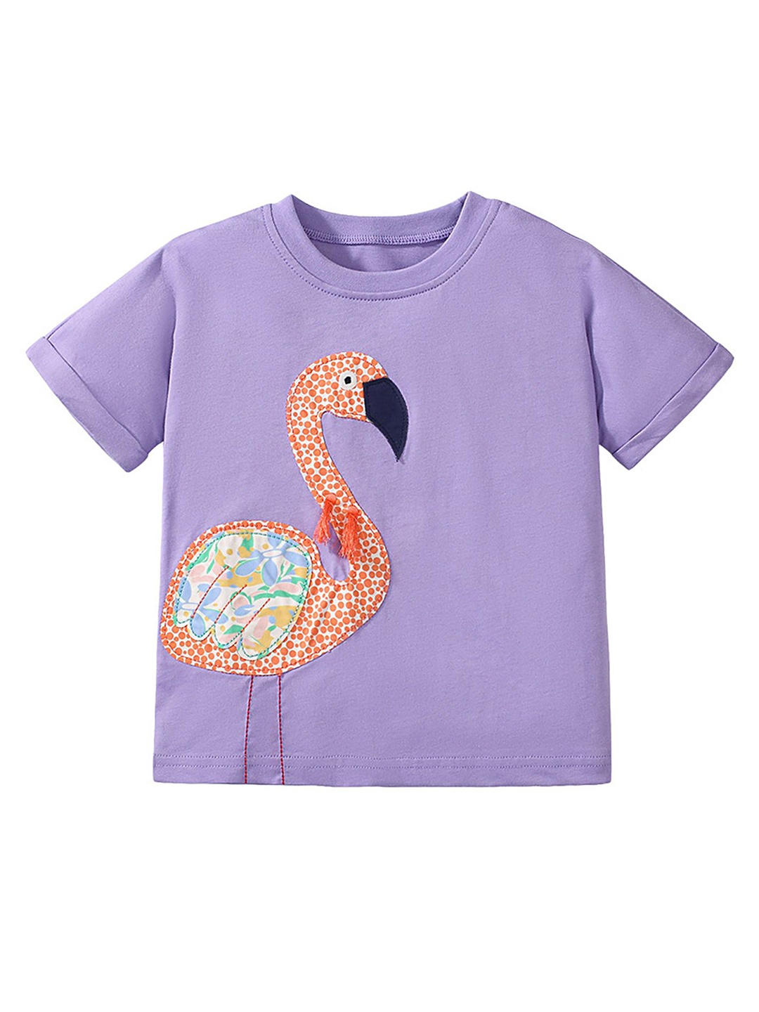 

LULU & SKY Girls Graphic Printed Round Neck Cotton T-shirt, Purple