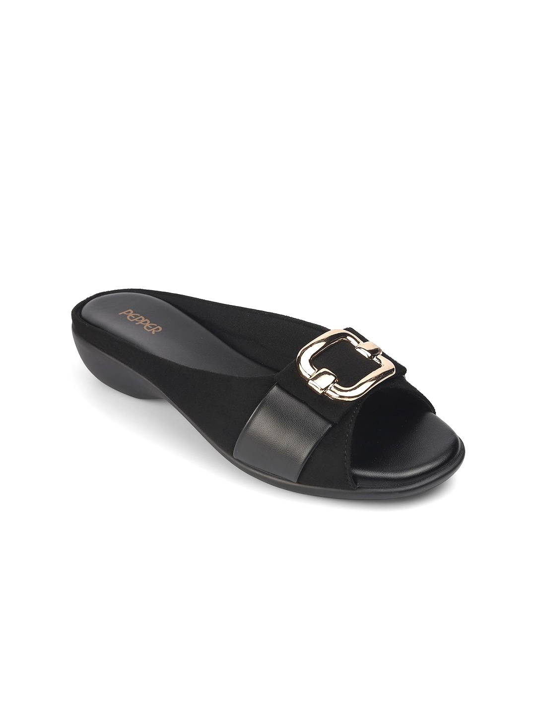 

PEPPER Women Open Back Casual with Buckles Flats, Black