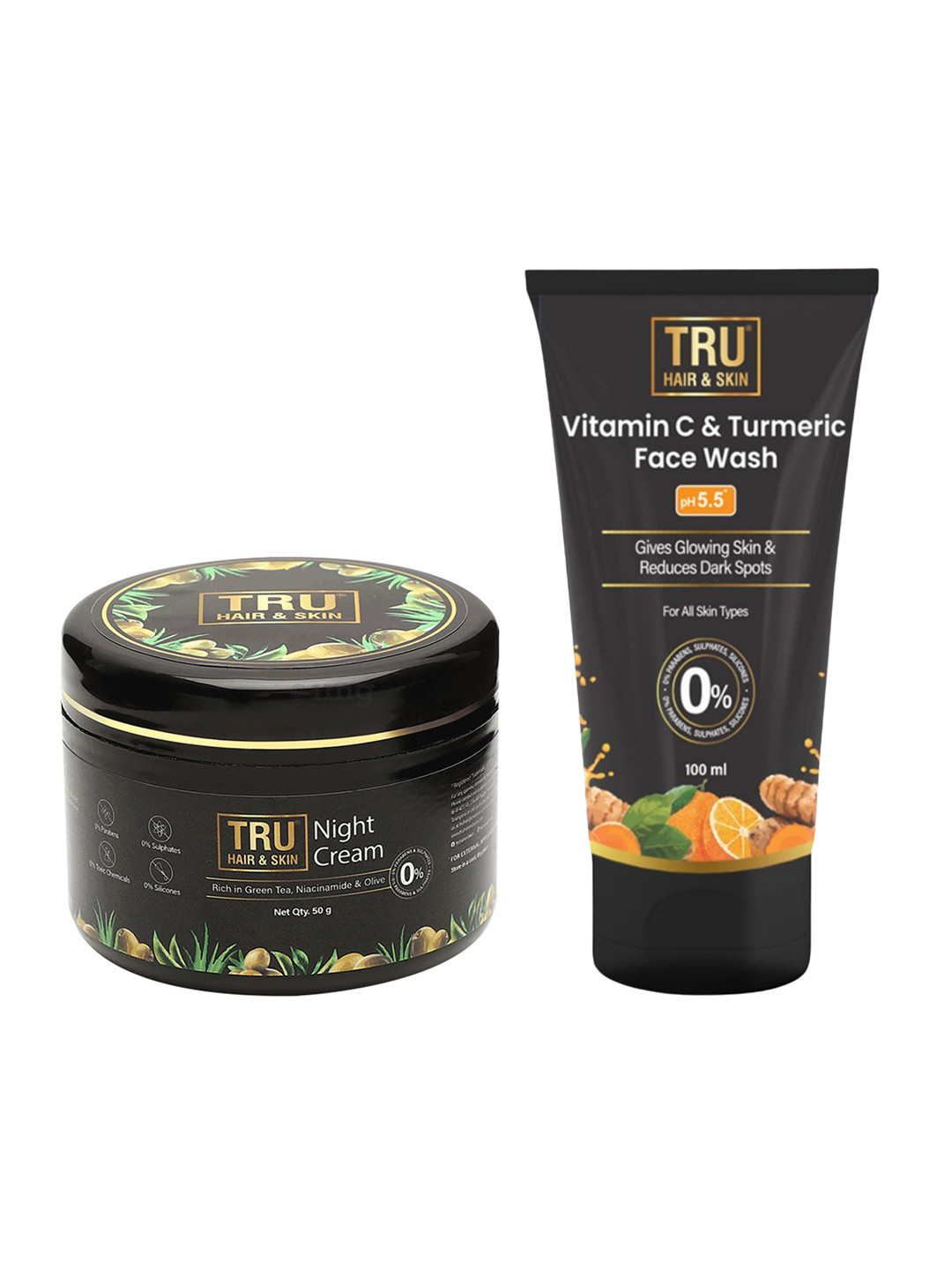 

TRU HAIR Set of Night Cream with Green Tea 50g & Vitamin C Face Wash - 100ml