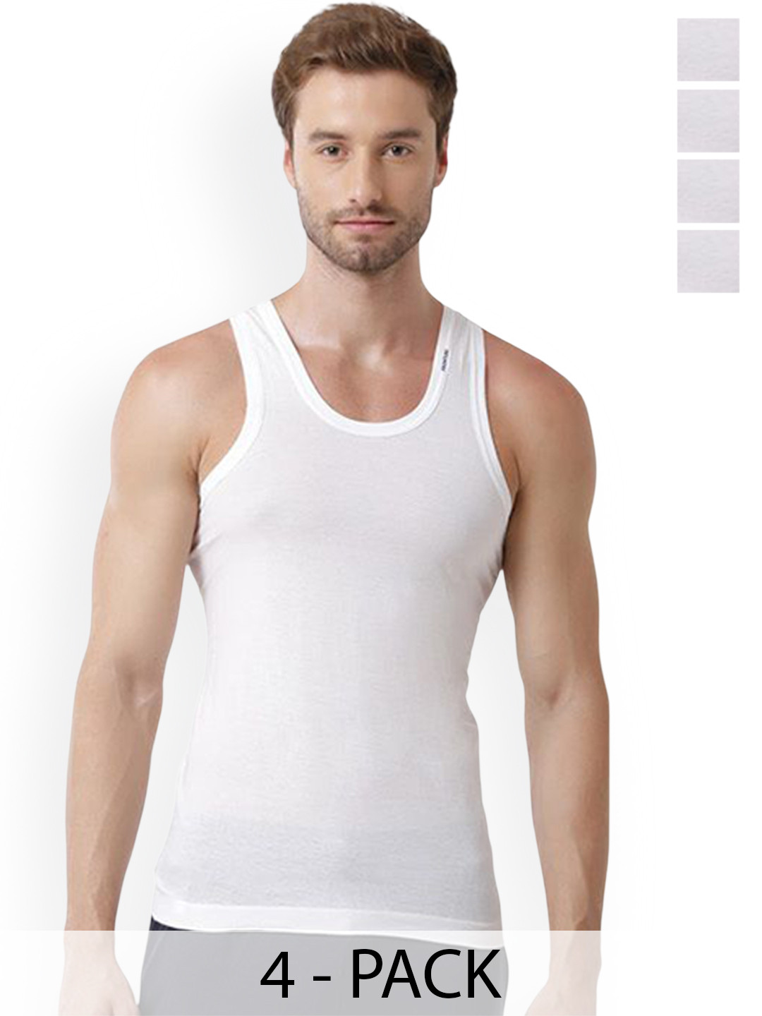 

Rupa Pack Of 4 Pure Cotton Innerwear Vests - Frontline-White-Vest-RN-4-75