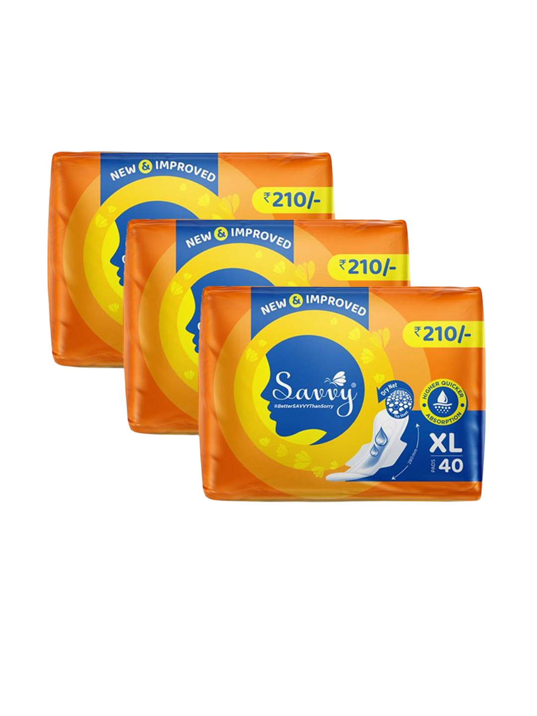 

Savvy Set Of 3 Maxi Feel Sanitary Pads- 40 Pads Each- XL, White