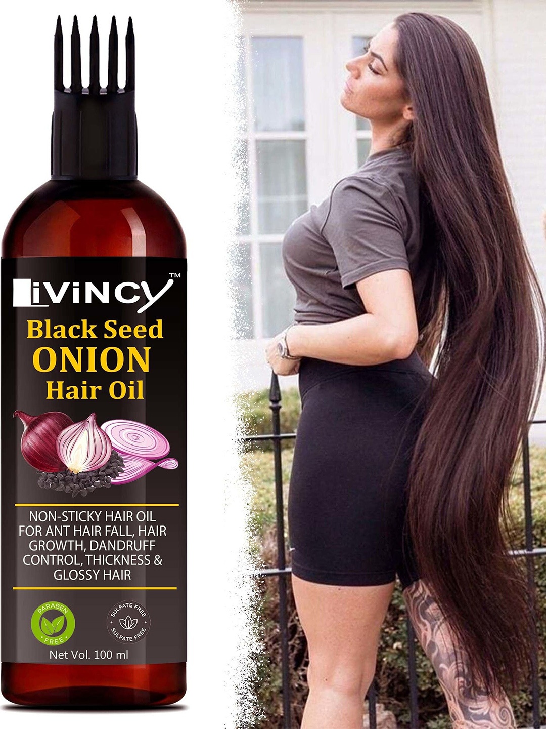 

LIVINCY Hair Growth Onion Hair Oil With Comb - 100 ml, Brown
