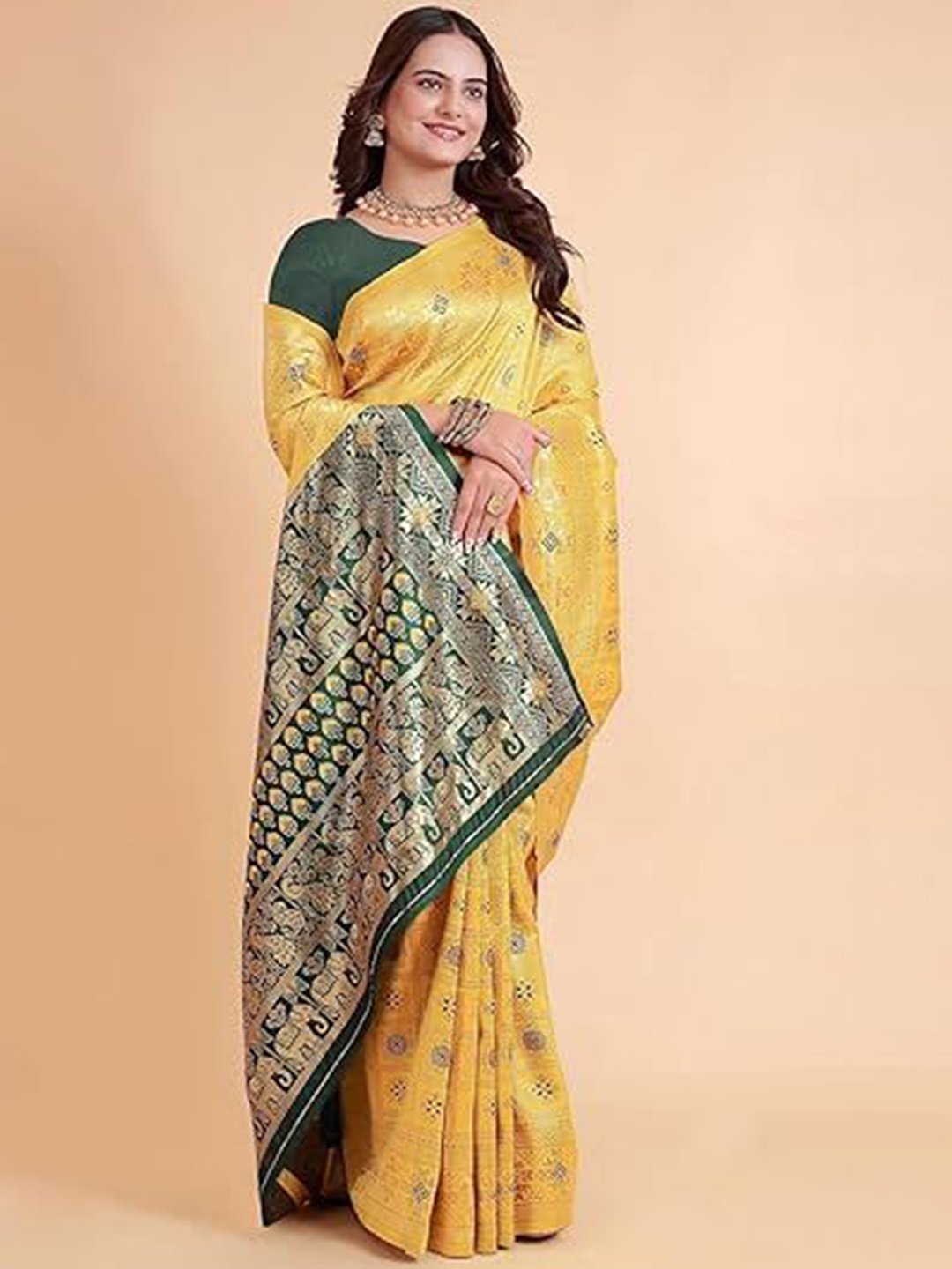 

Suratwala Woven Design Kota Saree With Blouse, Yellow