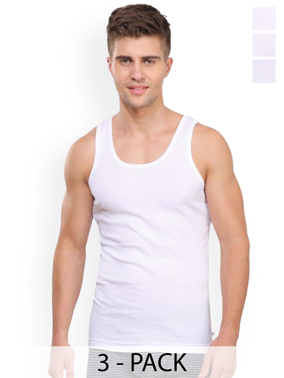 

Rupa Set Of 3 Cotton Undershirt Vests Frontline-Rib-White-RN-3-85