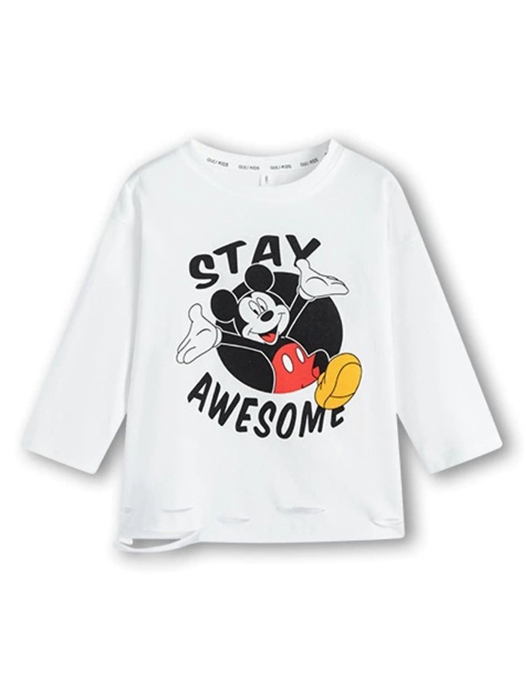 

LULU & SKY Girls Mickey Mouse Graphic Printed Round Neck Cotton T-shirt, White