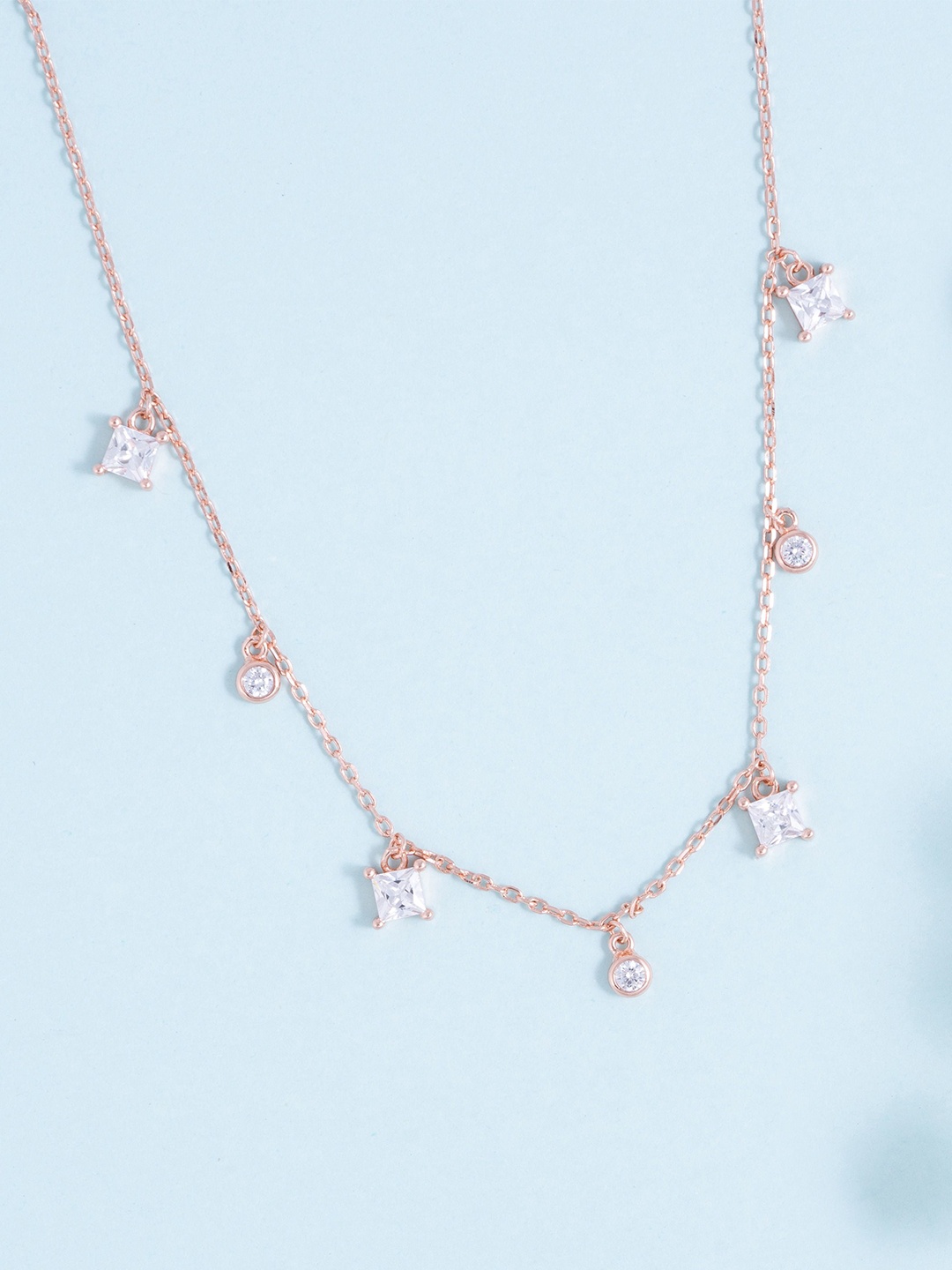 

GLYTERS Sterling Silver Rose Gold-Plated Minimal Necklace