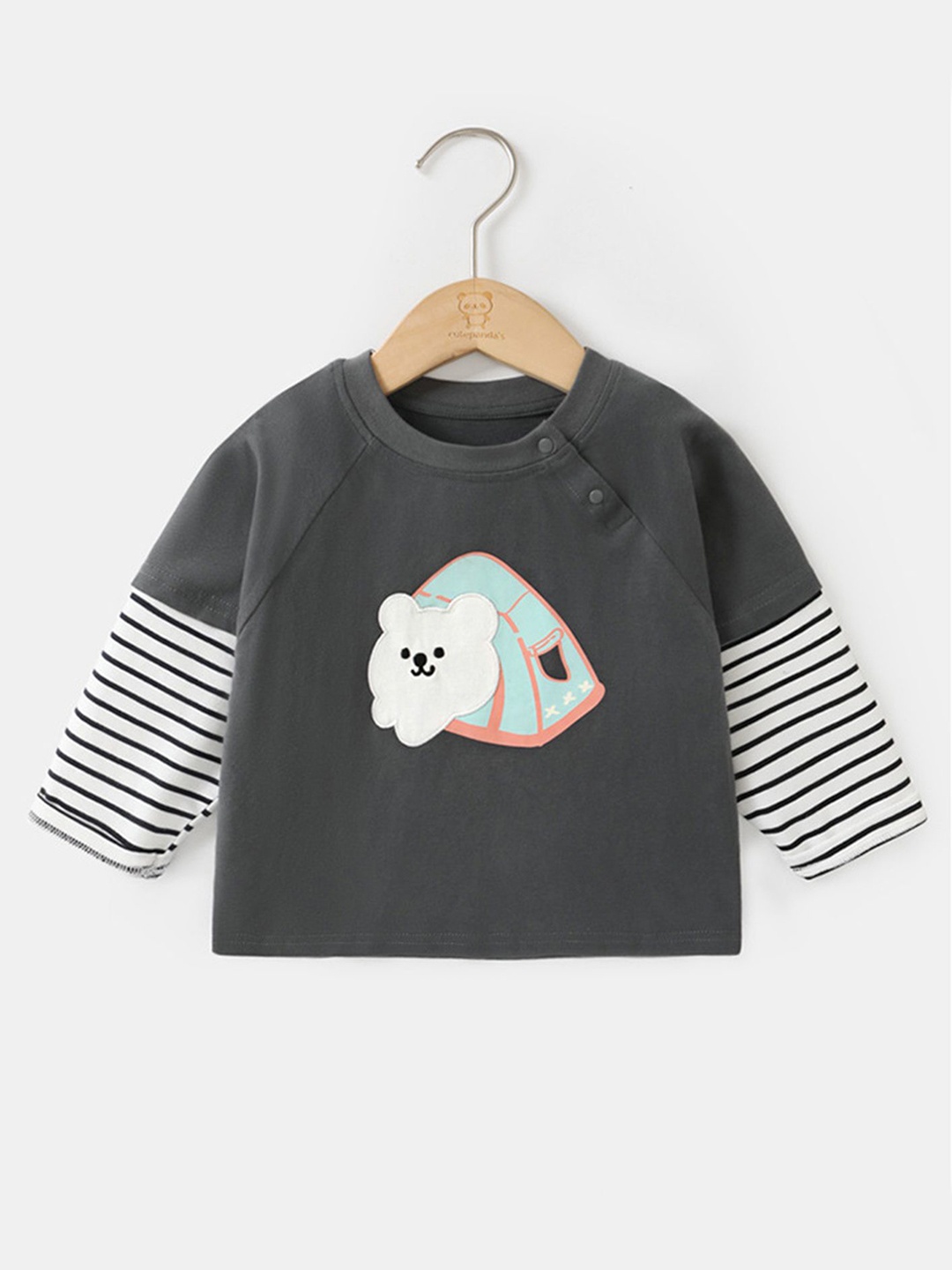 

LULU & SKY Girls Graphic Printed Round Neck Cotton Relaxed Fit T-shirt, Grey