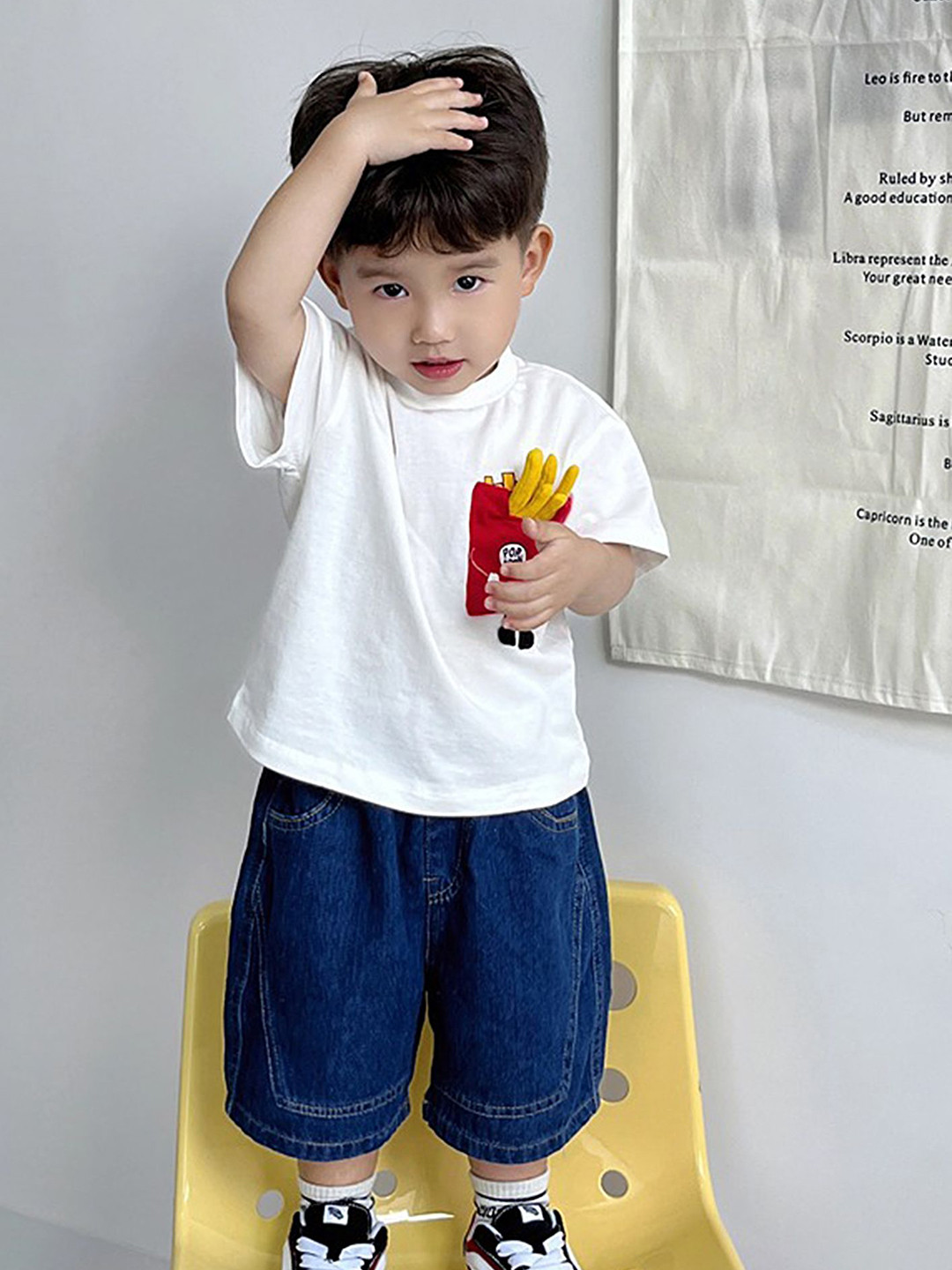 

LULU & SKY Boys Graphic Printed Round Neck Cotton Oversized T-shirt, White