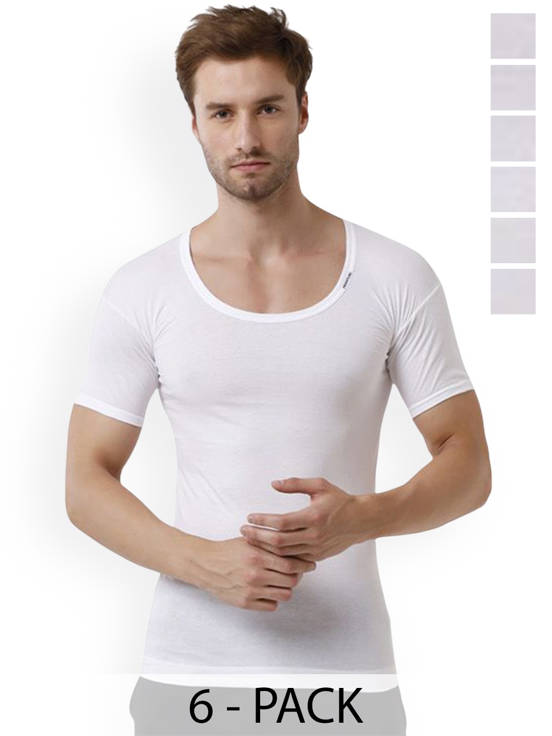 

Rupa Pack Of 6 Cotton Innerwear Vests Frontline-White-Vest-RNS-6-80