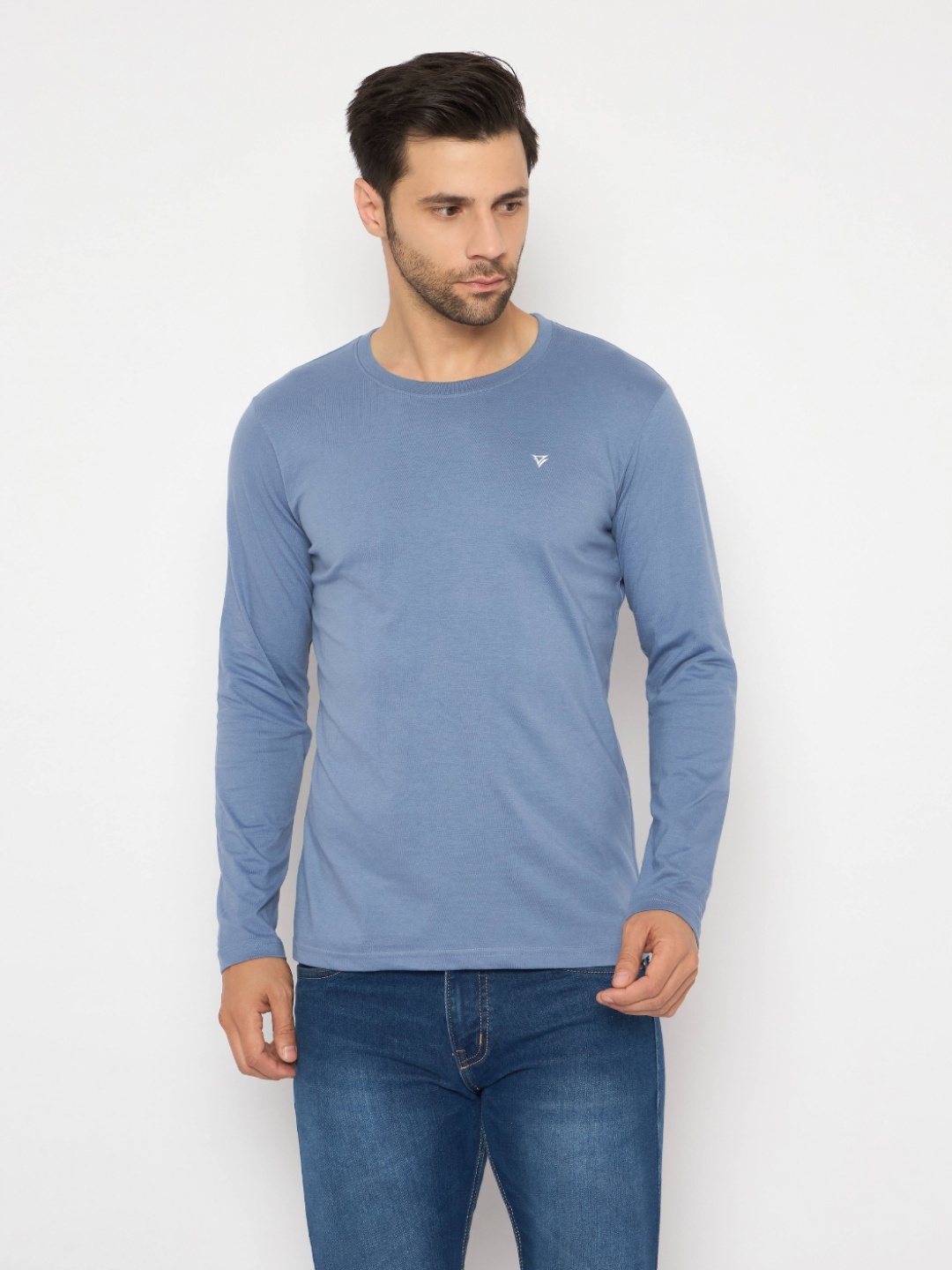 

NEVA Men Solid Round Neck Cotton T-shirt, Blue