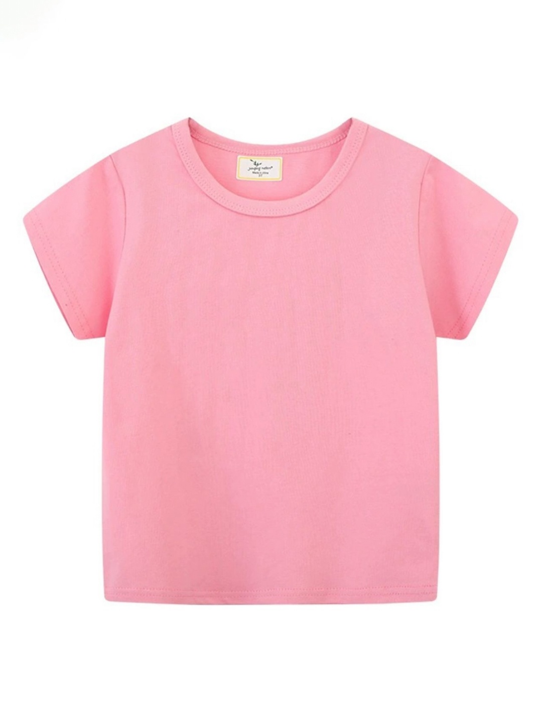 

LULU & SKY Girls Solid Round Neck Cotton T-shirt, Pink