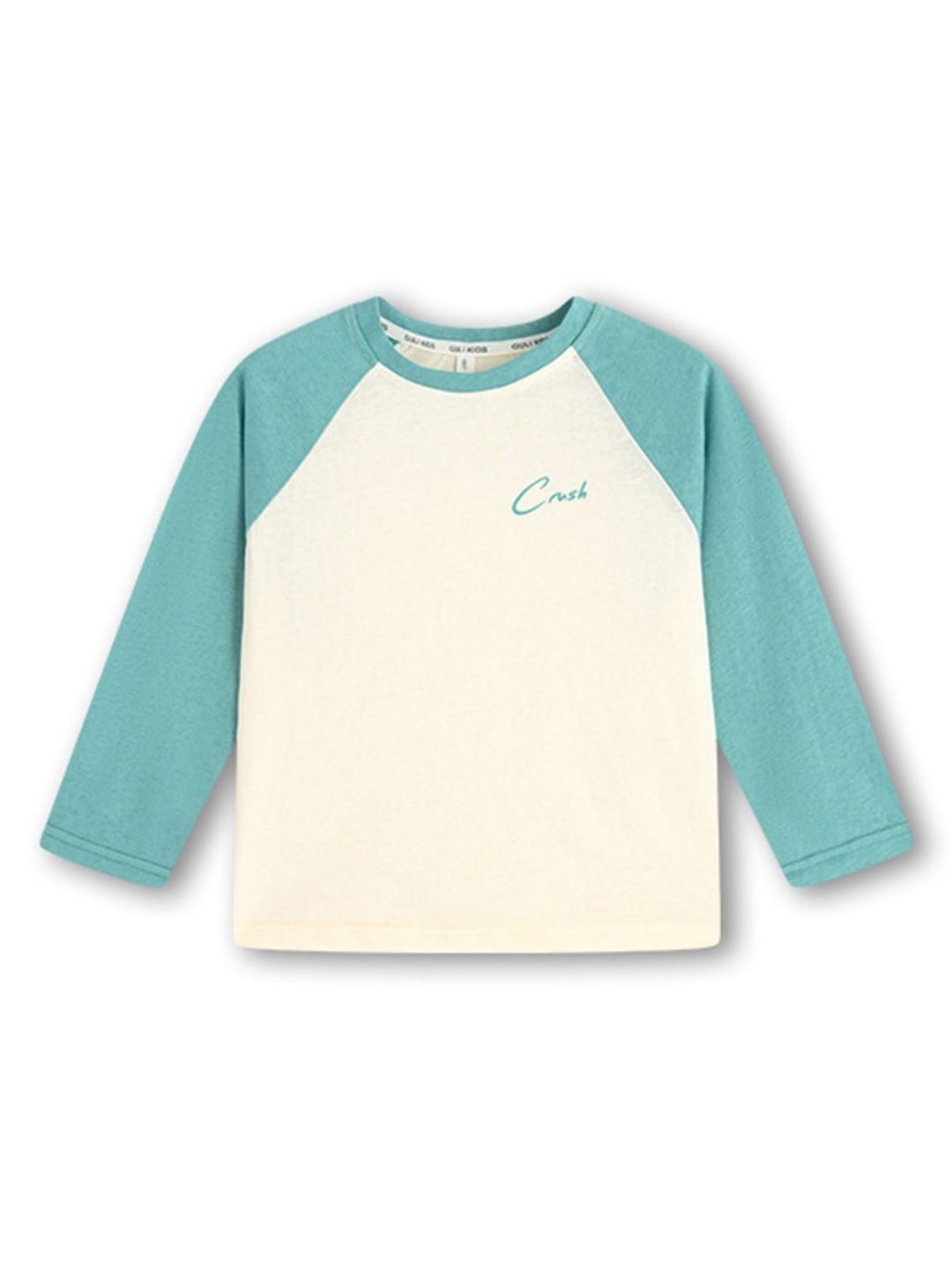 

LULU & SKY Girls Colourblocked Round Neck Cotton T-shirt, Cream