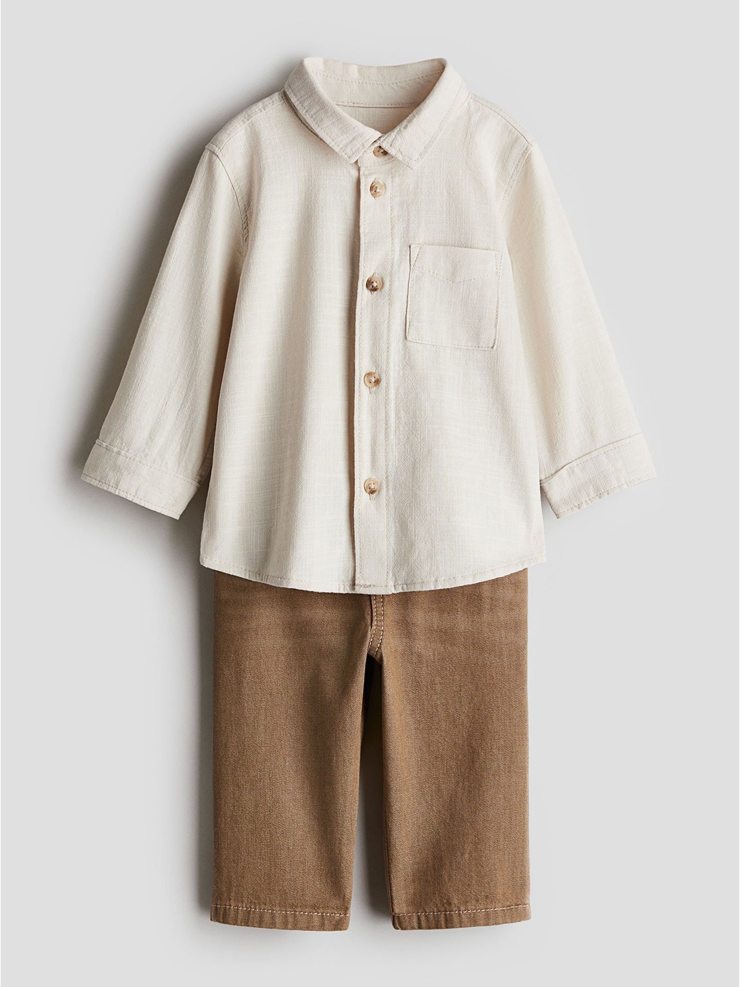 

H&M 2-Piece Shirt & Jeans Set, Beige