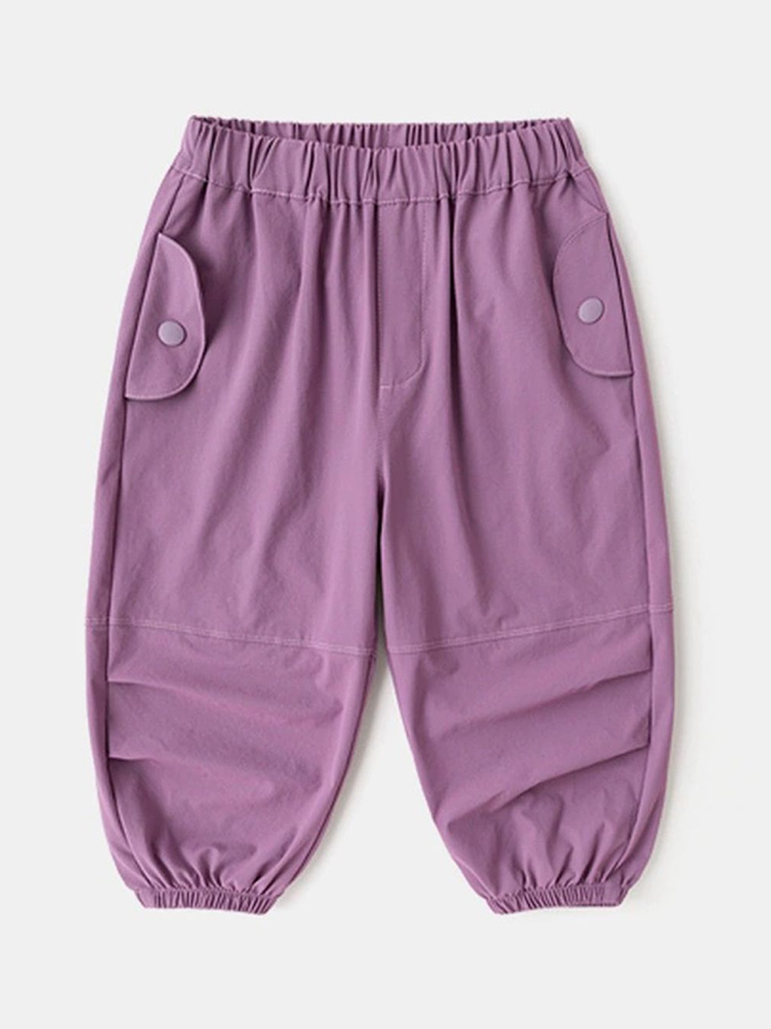 

LULU & SKY Kids Loose Fit High-Rise Pleated Joggers Trousers, Purple