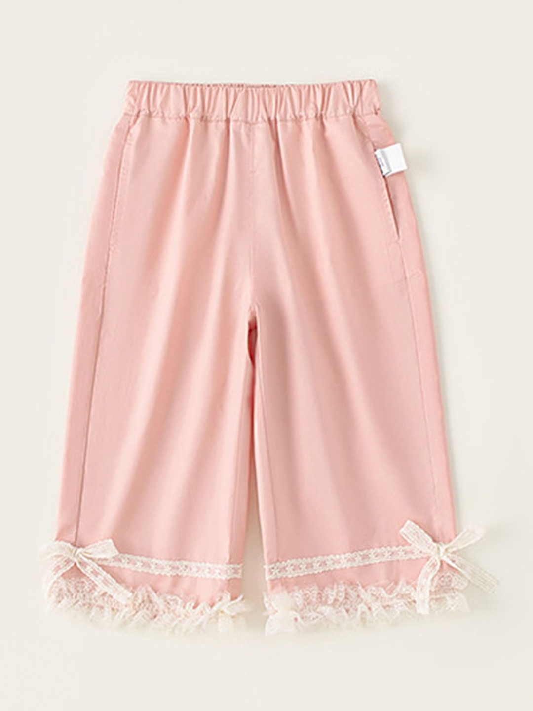 

LULU & SKY Girls Straight Fit Lace High-Rise Culottes Trousers, Pink