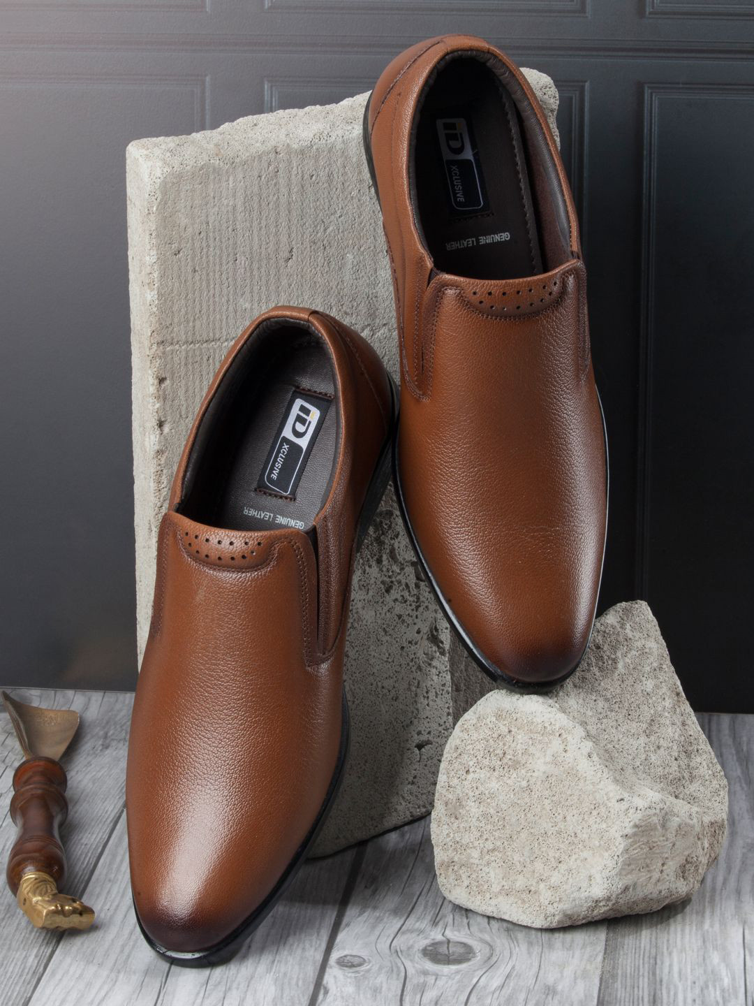 

ID Men Leather Formal Slip-On Shoes, Black