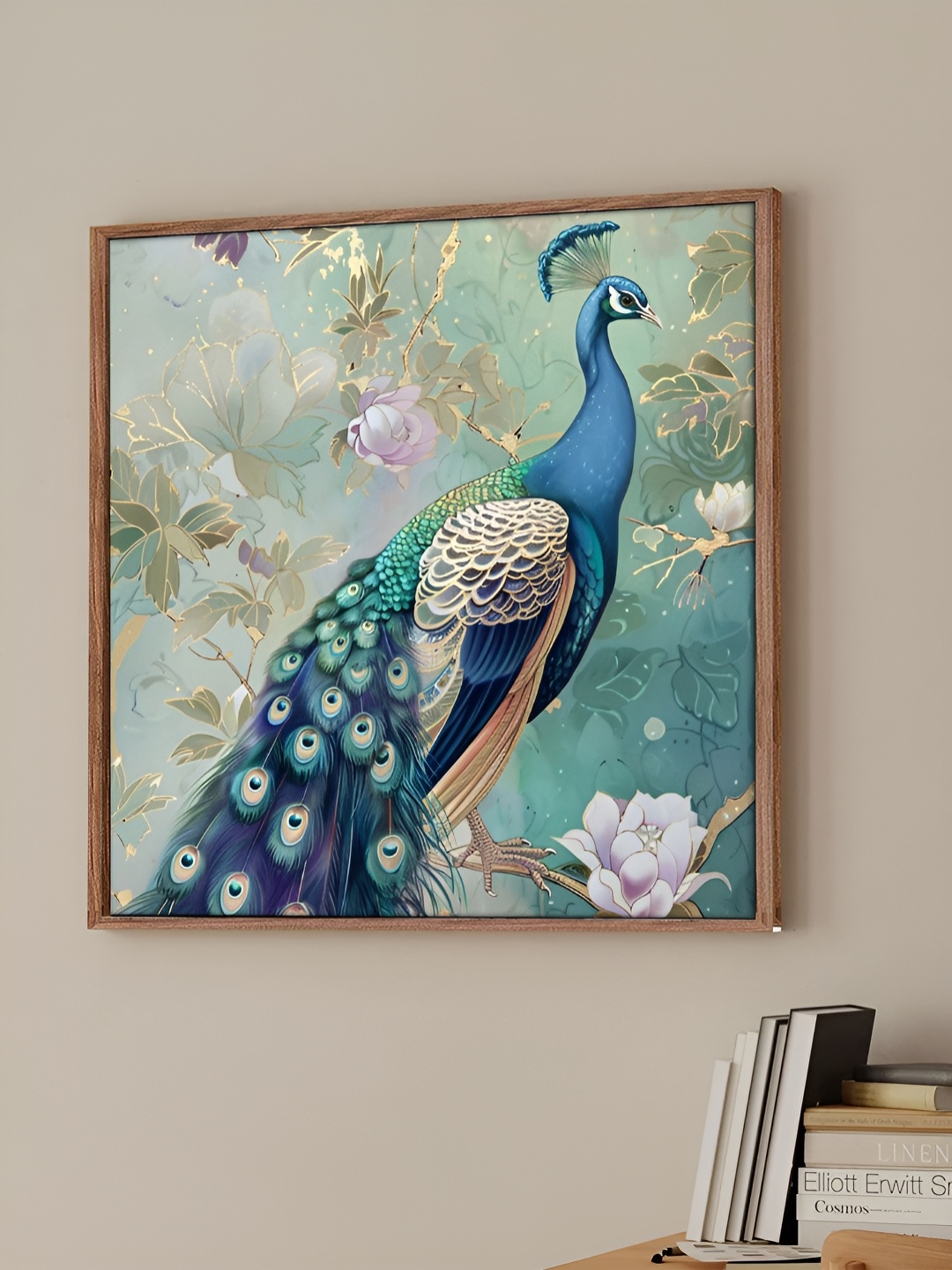 

Art Street Blue & White 1 Piece Peacock Birds and Animals Canvas Wall Art