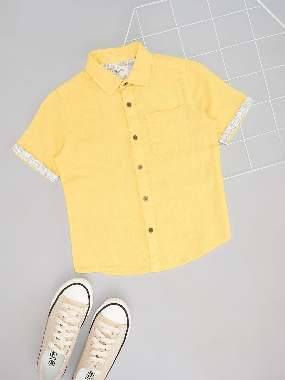 

Pantaloons Junior Boys Spread Collar Solid Cotton Casual Shirt, Yellow