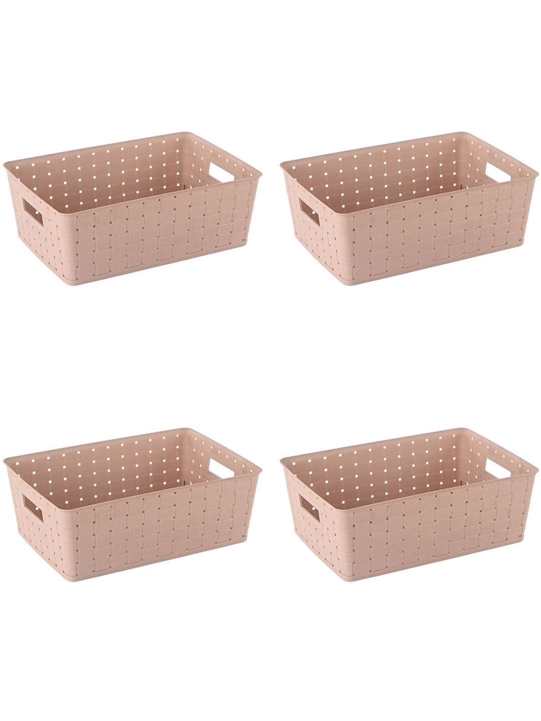 

Kuber Industries Beige 4 Pieces Self Design Stackable Multi-Utility Organisers