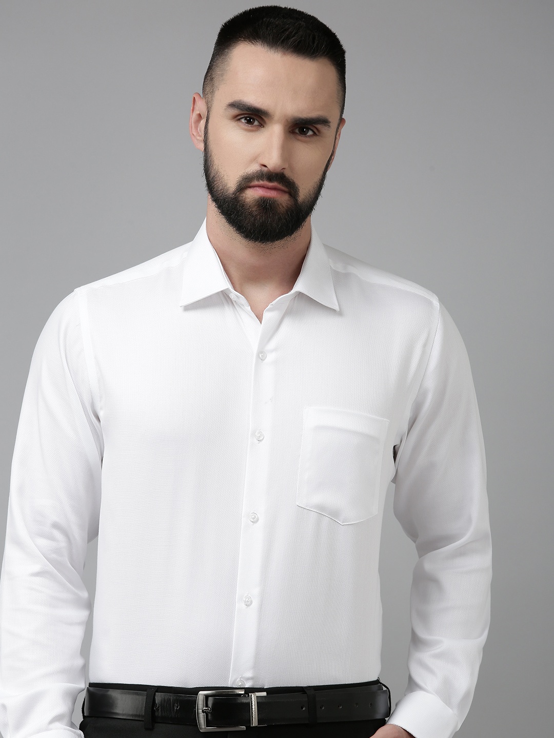 

Van Heusen Pure Cotton Self Design Custom Fit Textured Formal Shirt, White